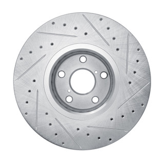 R1 07-11 Lexus GS350 Left Front Drilled & Slotted Silver Brake Rotor
