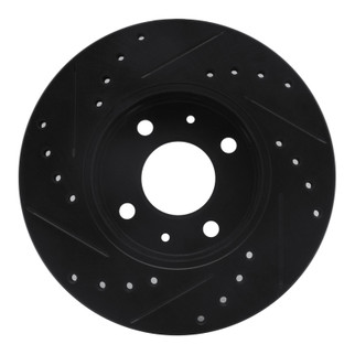 R1 88-06 Nissan NX Front Right Drilled & Slotted Black Brake Rotor