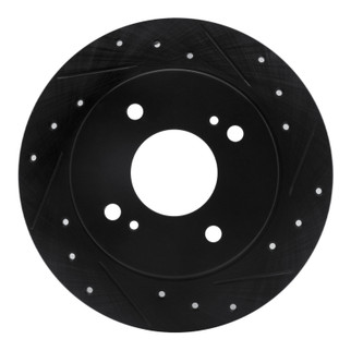 R1 90-06 Infiniti G20 Rear Right Drilled & Slotted Black Brake Rotor