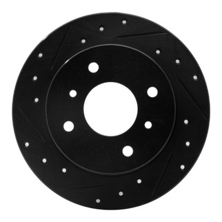 R1 90-06 Infiniti G20 Rear Left Drilled & Slotted Black Brake Rotor
