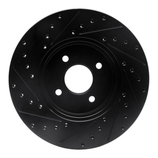 R1 02-04 Ford Focus Front Right Drilled & Slotted Black Brake Rotor
