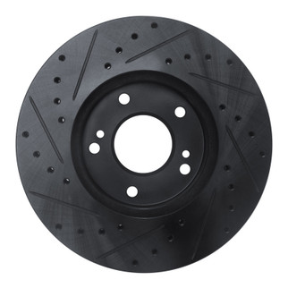 R1 89-96 Nissan 300ZX Front Right Drilled & Slotted Black Brake Rotor