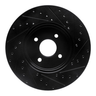 R1 02-04 Ford Focus Front Left Drilled & Slotted Black Brake Rotor