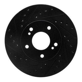 R1 89-96 Nissan 300ZX Front Left Drilled & Slotted Black Brake Rotor