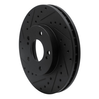 R1 89-96 Nissan 300ZX Front Left Drilled & Slotted Black Brake Rotor