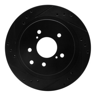 R1 89-96 Nissan 300ZX Rear Left Drilled & Slotted Black Brake Rotor