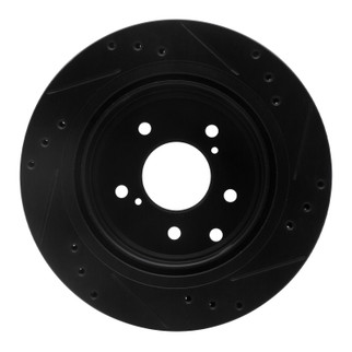 R1 89-96 Nissan 300ZX Rear Left Drilled & Slotted Black Brake Rotor