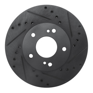R1 89-90 Nissan 300ZX Front Right Drilled & Slotted Black Brake Rotor