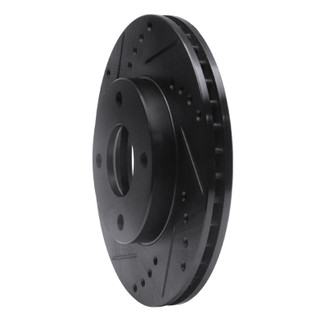 R1 00-15 Ford Focus Front Left Drilled & Slotted Black Brake Rotor