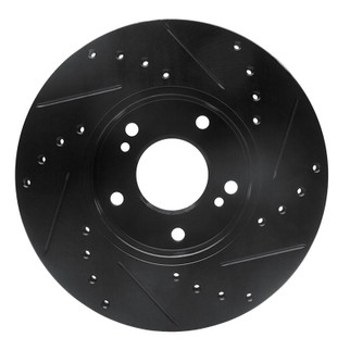 R1 89-99 Infiniti I30 Front Left Drilled & Slotted Black Brake Rotor