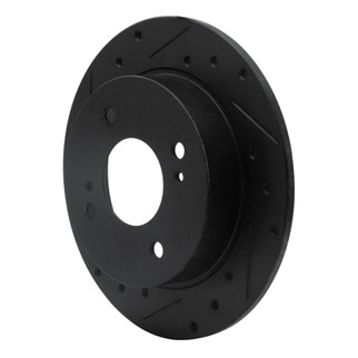 R1 89-98 Nissan 240SX Rear Left Drilled & Slotted Black Brake Rotor