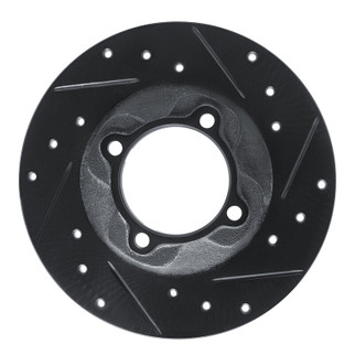 R1 81-85 Mazda GLC Front Right Drilled & Slotted Black Brake Rotor