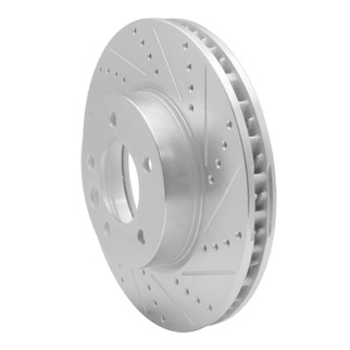 R1 03-18 Porsche Cayenne Right Front Drilled & Slotted Silver Brake Rotor