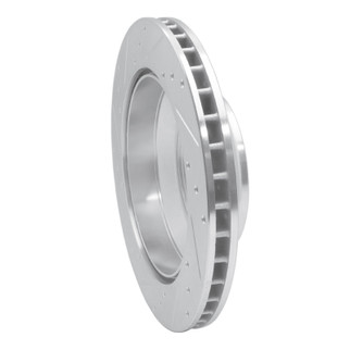 R1 03-18 Audi Q7 Rear Right Drilled & Slotted Silver Brake Rotor