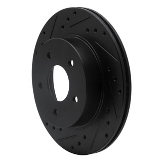 R1 87-89 Nissan 300ZX Turbo Rear Left Drilled & Slotted Black Brake Rotor