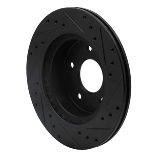 R1 87-89 Nissan 300ZX Turbo Rear Left Drilled & Slotted Black Brake Rotor
