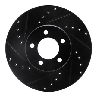 R1 93-07 Ford Thunderbird Front Left Drilled & Slotted Black Brake Rotor