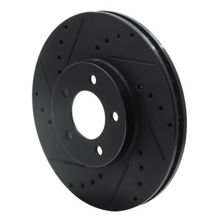 R1 93-07 Ford Thunderbird Front Left Drilled & Slotted Black Brake Rotor