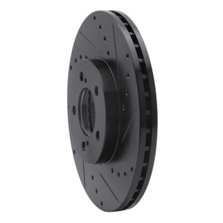 R1 93-07 Ford Taurus (Excl SHO) Front Right Drilled & Slotted Black Brake Rotor