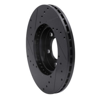 R1 93-07 Ford Taurus (Excl SHO) Front Right Drilled & Slotted Black Brake Rotor