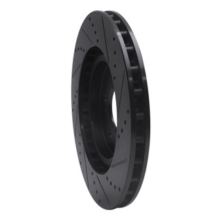 R1 94-04 Ford Mustang Front Left Drilled & Slotted Black Brake Rotor