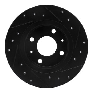 R1 86-06 Nissan Pulsar NX Front Left Drilled & Slotted Black Brake Rotor