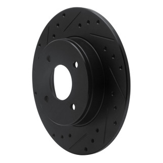 R1 84-85 Nissan 300ZX Rear Left Drilled & Slotted Black Brake Rotor