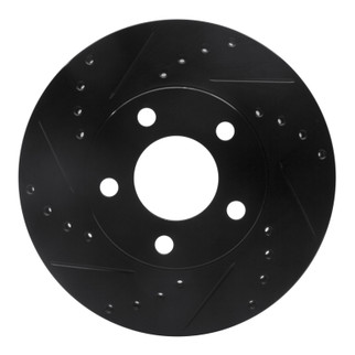 R1 94-04 Ford Mustang Front Left Drilled & Slotted Black Brake Rotor