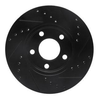 R1 94-04 Ford Mustang Front Left Drilled & Slotted Black Brake Rotor