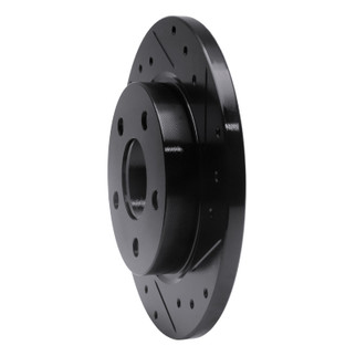 R1 93-05 Ford Taurus (Excl SHO) Rear Right Drilled & Slotted Black Brake Rotor