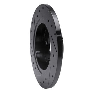 R1 93-05 Ford Taurus (Excl SHO) Rear Right Drilled & Slotted Black Brake Rotor