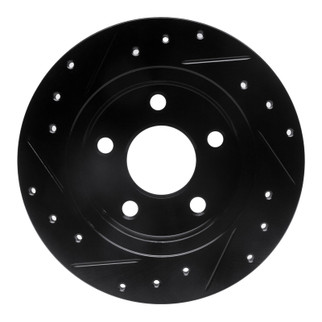 R1 93-05 Ford Taurus (Excl SHO) Rear Right Drilled & Slotted Black Brake Rotor