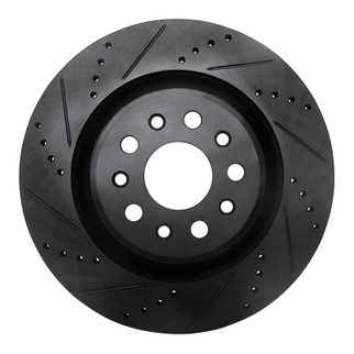 R1 17-24 Maserati LeVante Rear Left Drilled & Slotted Black Brake Rotor