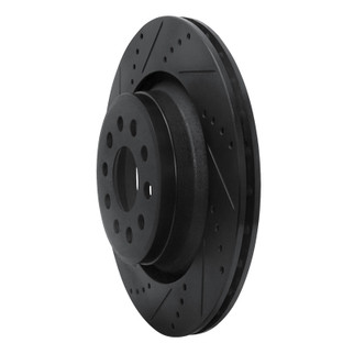 R1 17-24 Maserati LeVante Rear Left Drilled & Slotted Black Brake Rotor