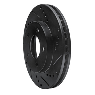 R1 70-93 Ford Taurus (Excl SHO) Front Right Drilled & Slotted Black Brake Rotor