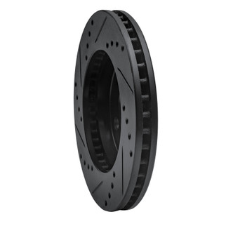 R1 70-93 Ford Taurus (Excl SHO) Front Right Drilled & Slotted Black Brake Rotor