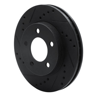R1 70-93 Ford Taurus SHO Front Left Drilled & Slotted Black Brake Rotor