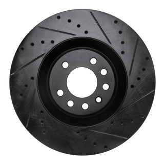 R1 08-11 Saab 9-3 Front Right Drilled & Slotted Black Brake Rotor