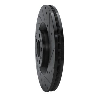 R1 08-11 Saab 9-3 Front Right Drilled & Slotted Black Brake Rotor