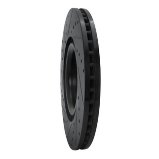 R1 08-11 Saab 9-3 Front Right Drilled & Slotted Black Brake Rotor