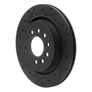 R1 08-11 Saab 9-3 Rear Left Drilled & Slotted Black Brake Rotor