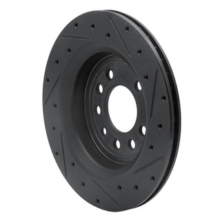 R1 08-11 Saab 9-3 Rear Left Drilled & Slotted Black Brake Rotor