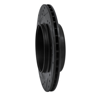 R1 02-10 Saab 9-5 Rear Right Drilled & Slotted Black Brake Rotor