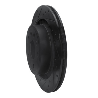 R1 02-10 Saab 9-5 Rear Left Drilled & Slotted Black Brake Rotor