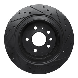 R1 02-10 Saab 9-5 Rear Left Drilled & Slotted Black Brake Rotor