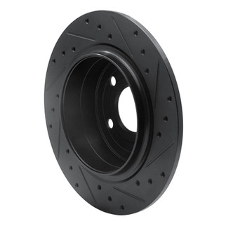 R1 99-10 Saab 9-5 Rear Left Drilled & Slotted Black Brake Rotor