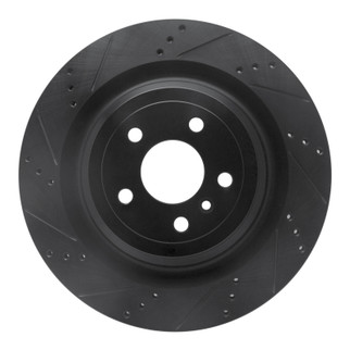 R1 13-19 Mercedes-Benz GL350 Rear Left Drilled & Slotted Black Brake Rotor