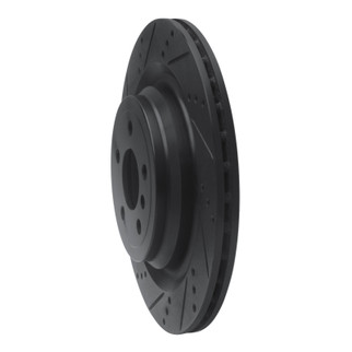 R1 13-19 Mercedes-Benz GL350 Rear Left Drilled & Slotted Black Brake Rotor