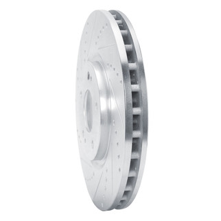R1 03-06 Mitsubishi Lancer Front Left Drilled & Slotted Silver Brake Rotor