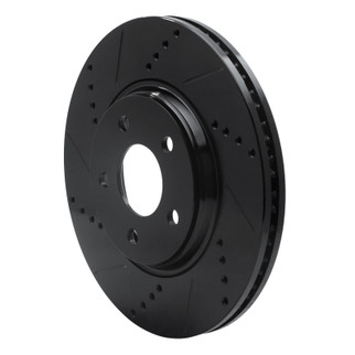 R1 04-12 Chevrolet Malibu Front Left Drilled & Slotted Black Brake Rotor